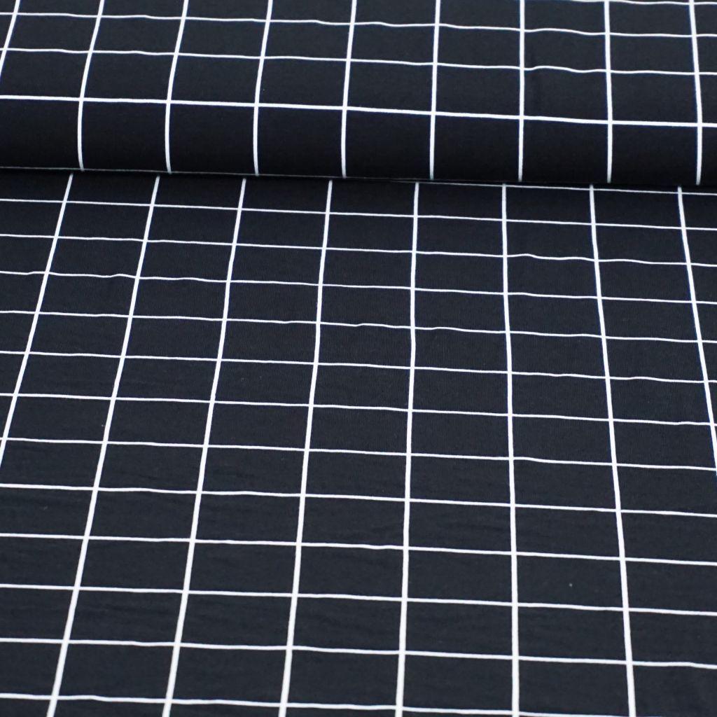 Preview: Baumwolljersey Quadrate Karolinien Squares schwarz weiß